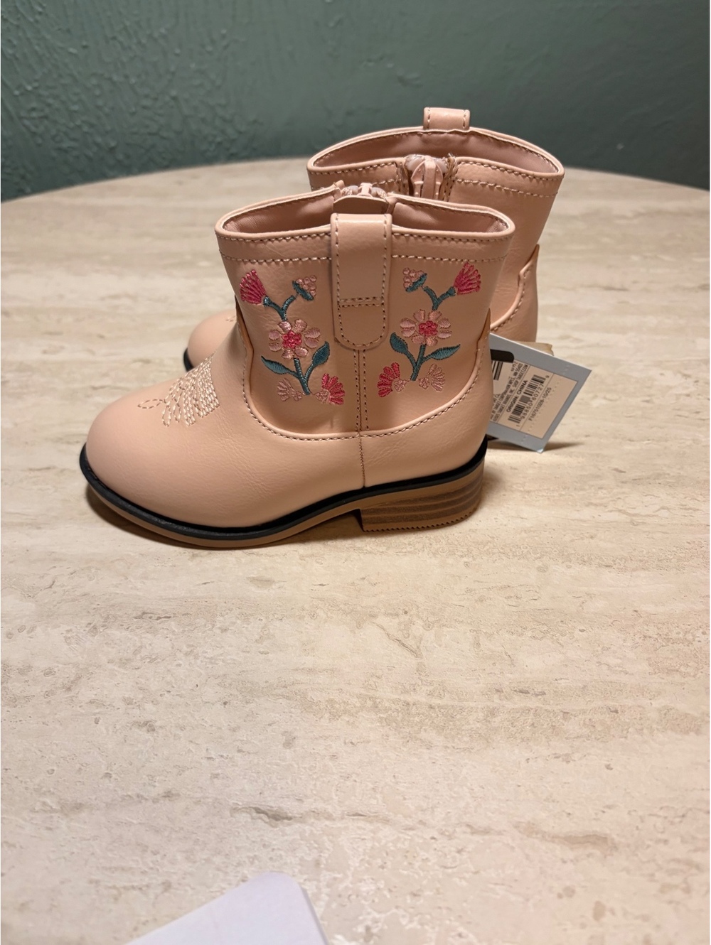 Cat & Jack Girls' Pink Embroidered Ankle Boots Size 6